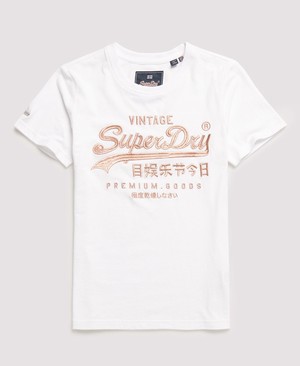 Superdry Premium Goods Luxe Embroidered Női Pólók Fehér | ZGLSI0458